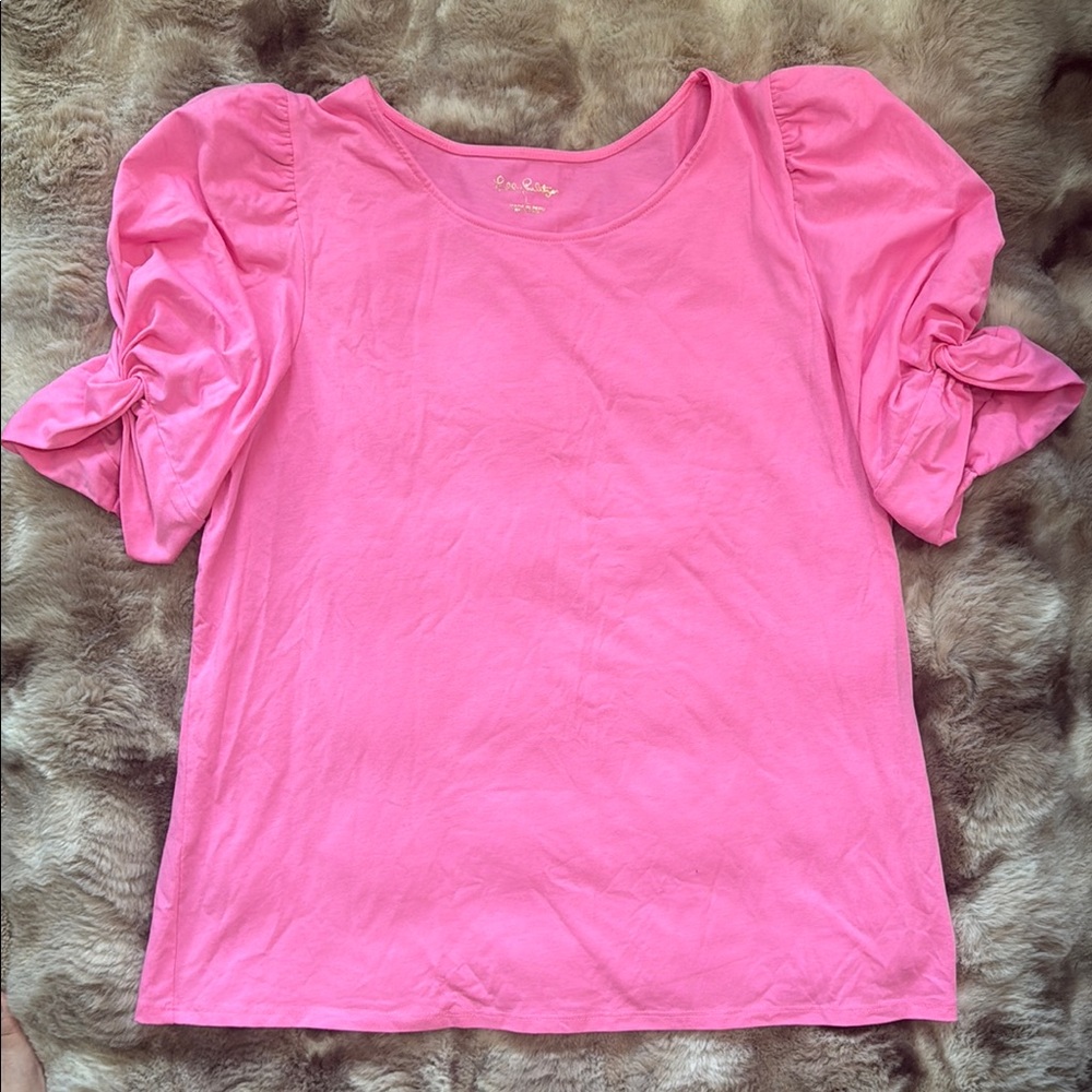 Lilly Pulitzer Pink Puff Sleeve Top